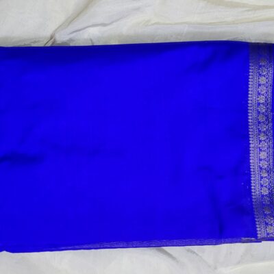 Elegant Royal Blue Pure Japan Crepe Saree featuring Traditional Silver Border