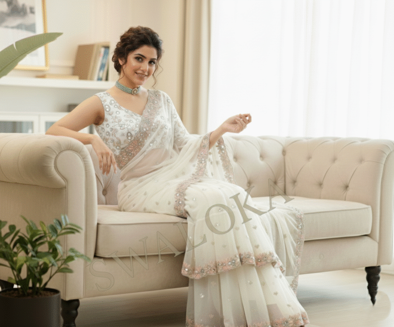 Pearly Petals Georgette Saree - Image 2