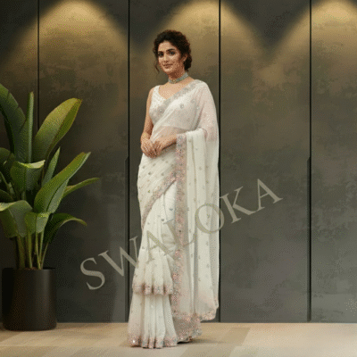 Pearly Petals Georgette Saree