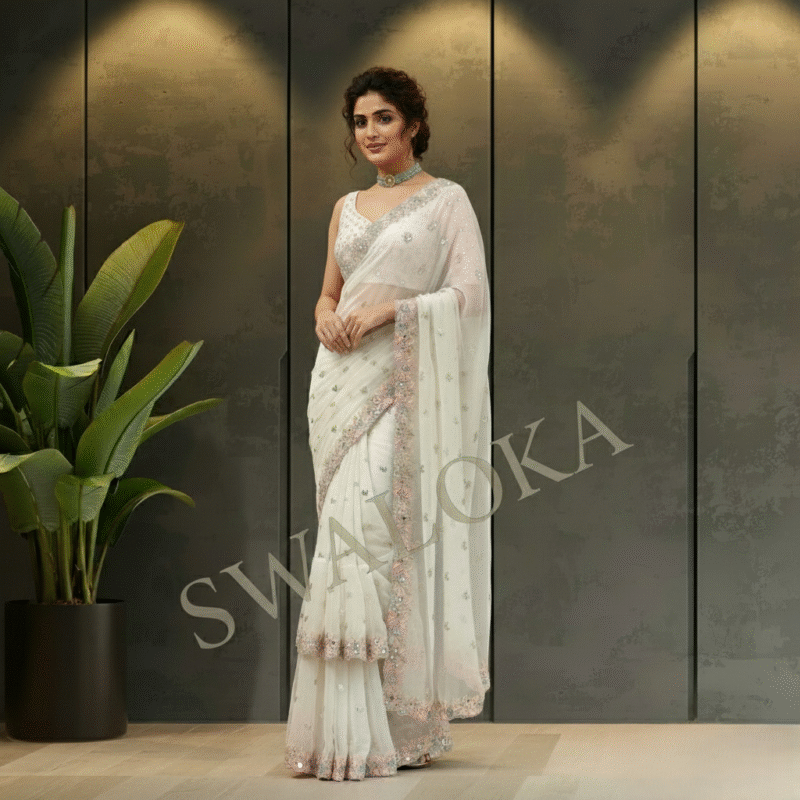 Pearly Petals Georgette Saree