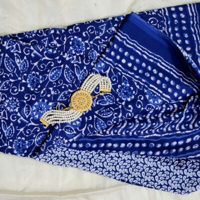 Pure Mulmul Saree in Indigo Bloom