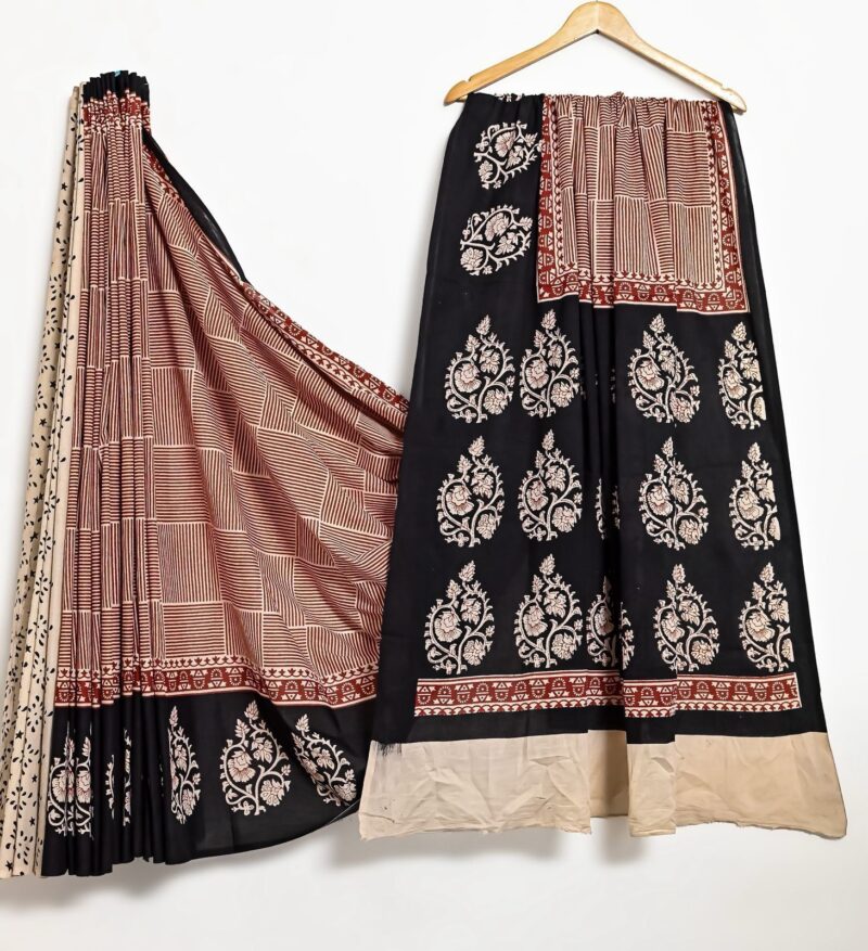 Ambiya Buti Bagru Handblock Saree - Image 3