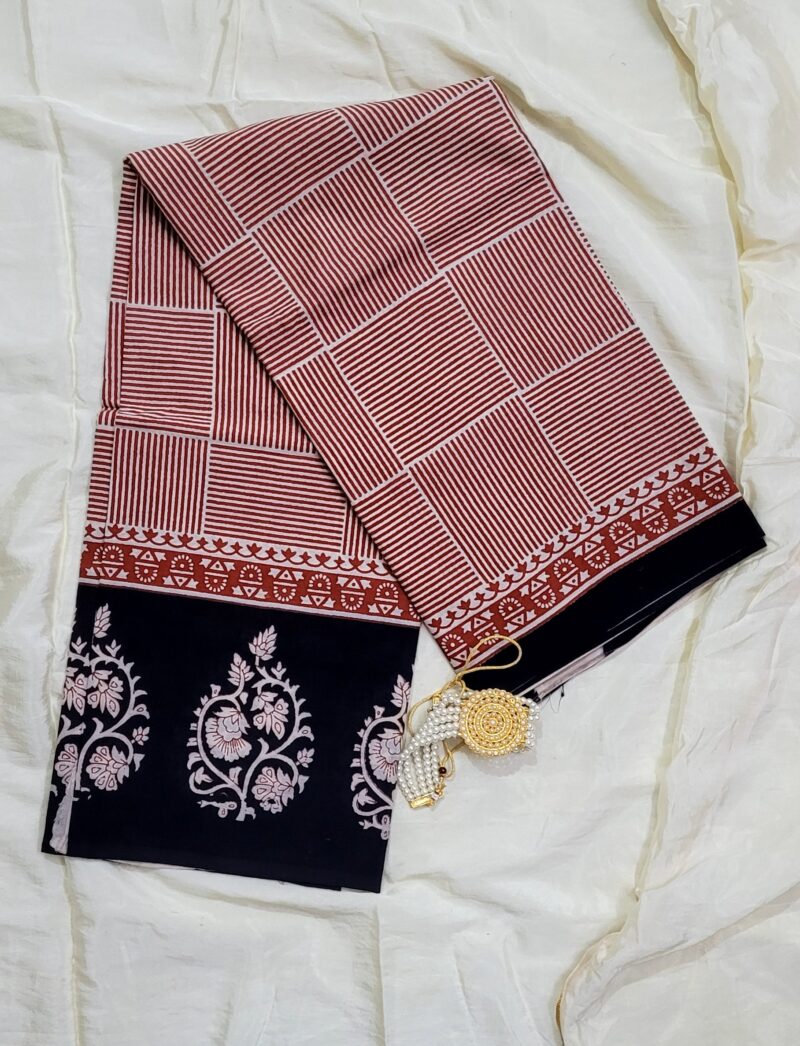 Ambiya Buti Bagru Handblock Saree - Image 4