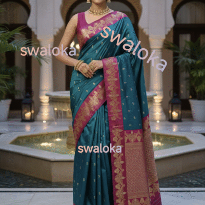 Bondi Blue Magenta Soft Satin Silk Saree – Swaloka Exclusive
