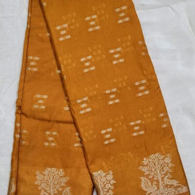Banarasi Silk Saree in Antique Mustard with Gold Zari Border