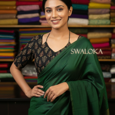 Midnight Black Pure Ajrakh Print Cotton Padded Blouse - Back Open Style