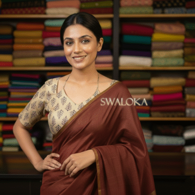 Vintage Cream Pure Ajrakh Print Cotton Padded Blouse - Back Open Style