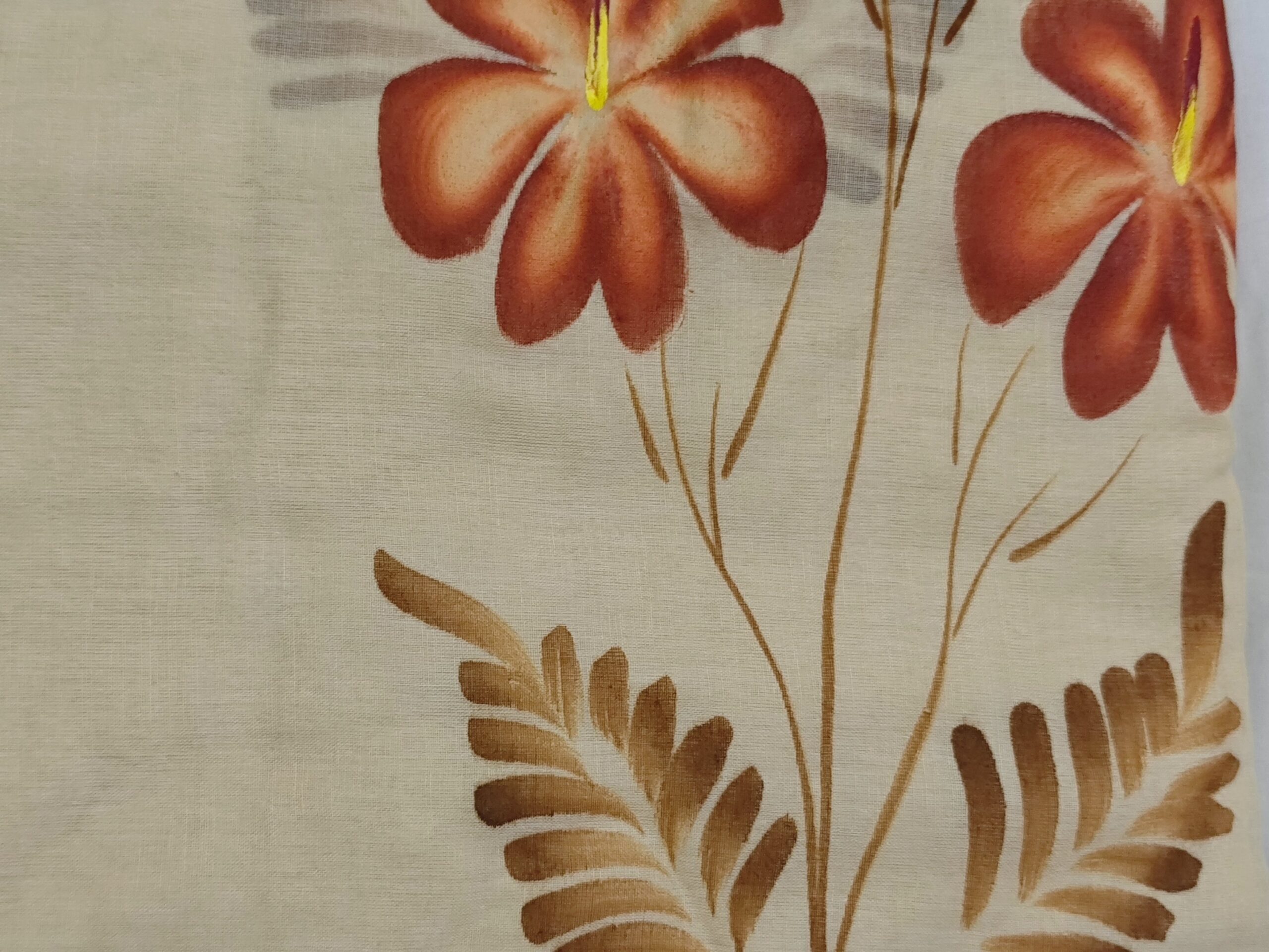 Whispering Petals โ Hand-Painted Mul Cotton Saree in Blush Cream - Image 6