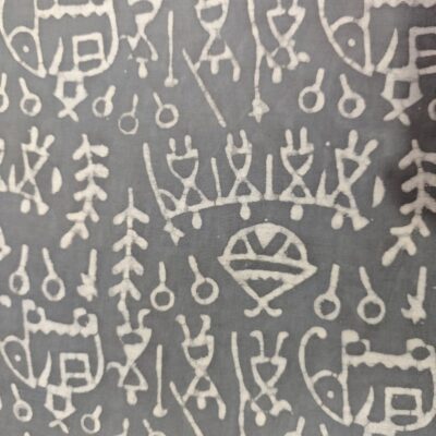 Ash Grey Dabu Hand Block Print Mul Mul Cotton Saree with Natural Dye