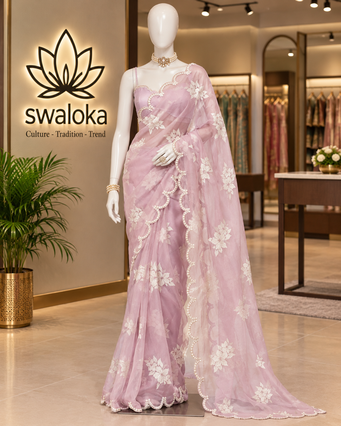 Exquisite Lilac Jimmy Choo Organza Saree with Lavish Sequin Embellishment